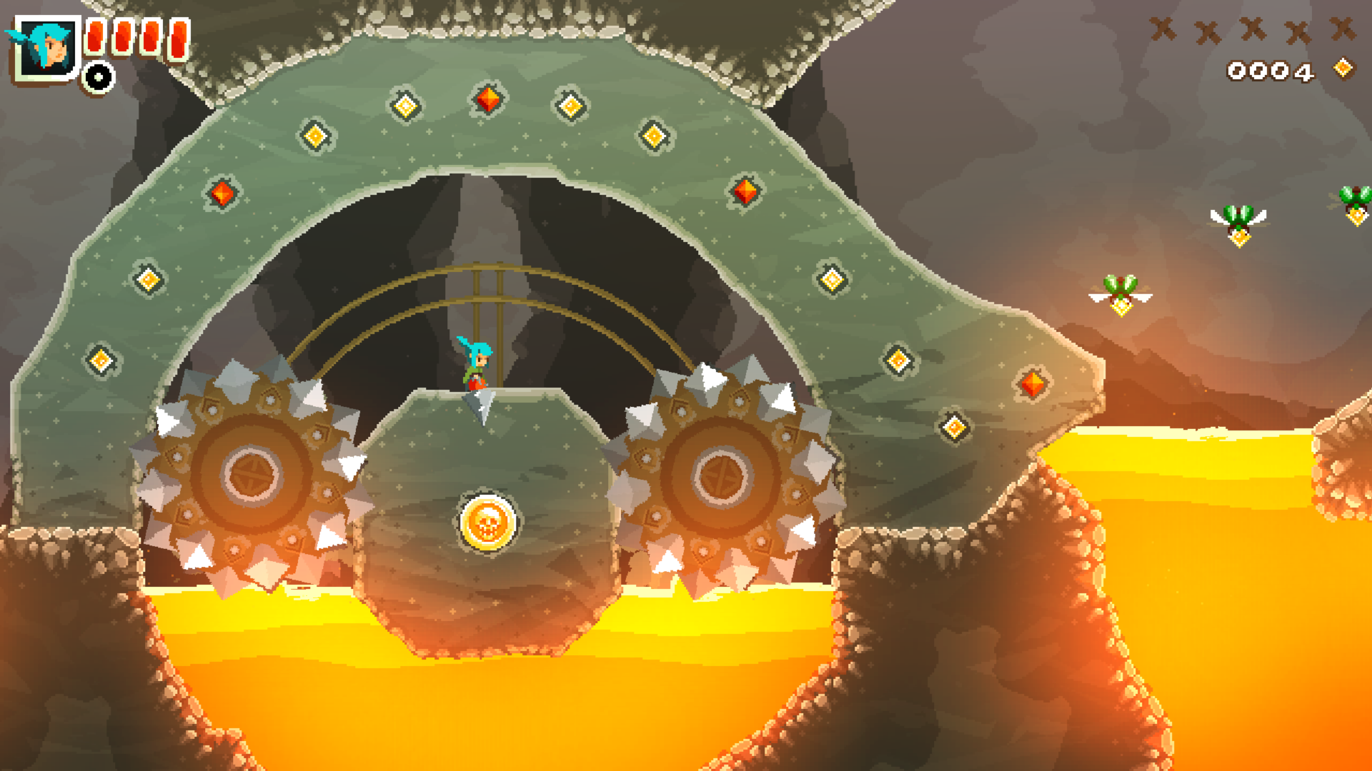 Pepper Grinder Stage 2-4 Coin 4 - Collect the Four Gold Pieces to Reveal the Skull Coin