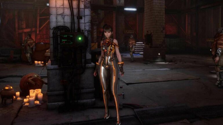 EVE standing outside of the Presence Chamber