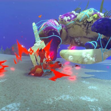 Another Crab's Treasure Kril fighting big enemy