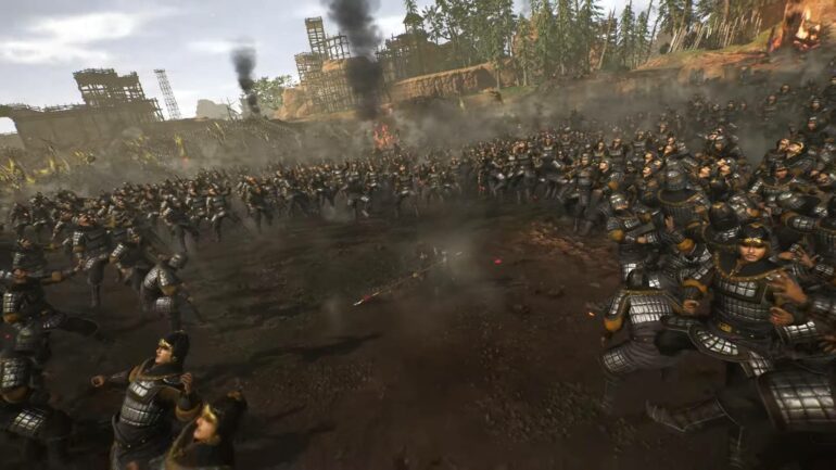 Dynasty Warriors: Origins character fighting massive group