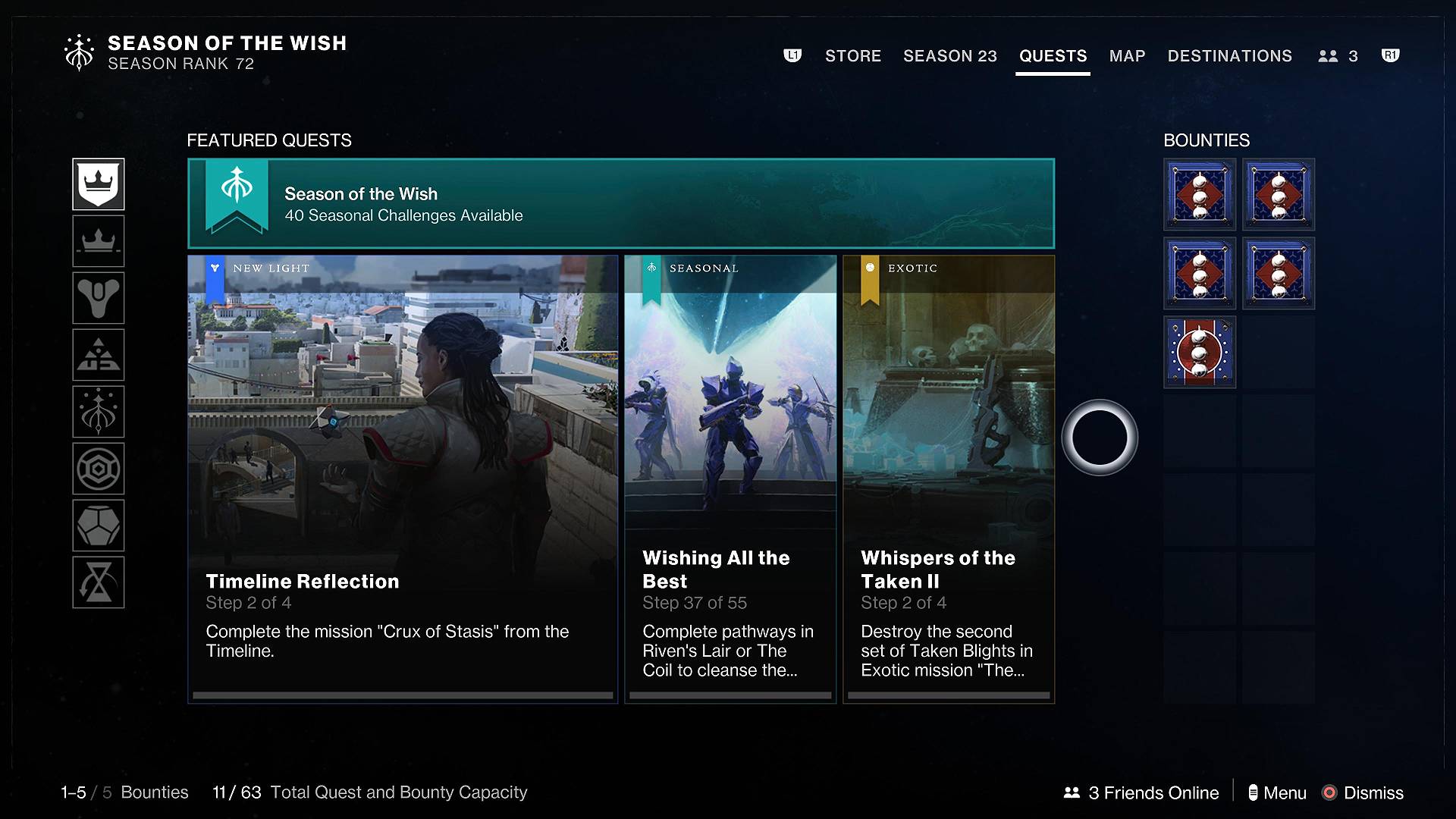 Destiny 2 quests and bounties page