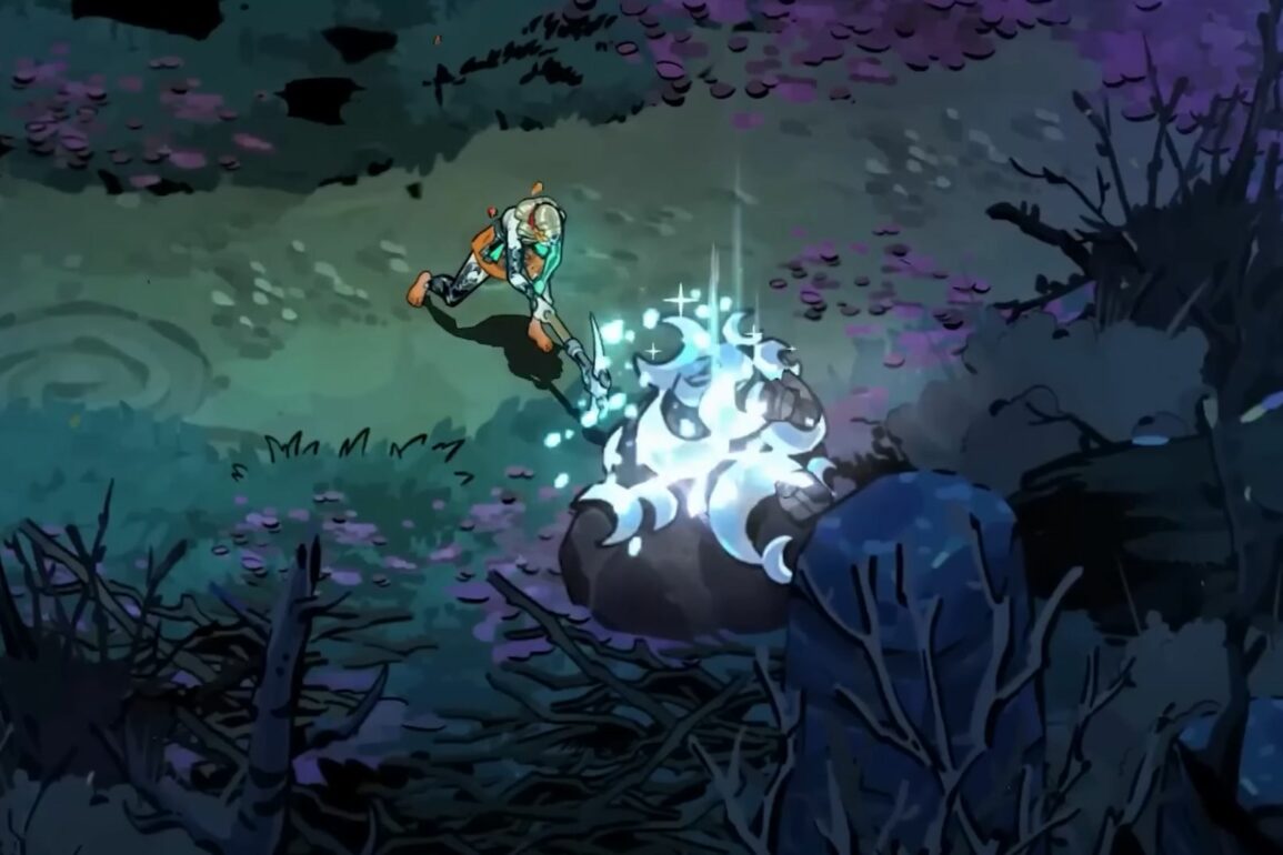 Meilnoe mining Silver in Erebus using the Crescent Pick in Hades 2