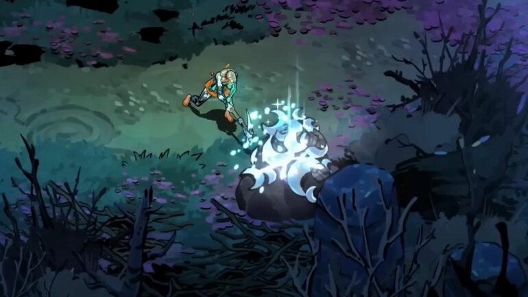 Meilnoe mining Silver in Erebus using the Crescent Pick in Hades 2
