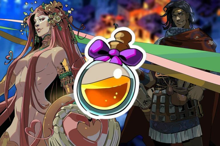 Aphrodite Odysseus and a Nectar bottle in Hades 2