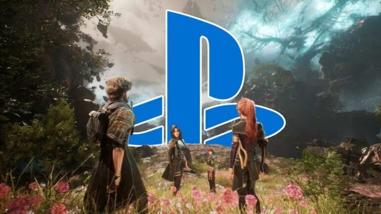 Clair Obscur: Expedition 33 gameplay with the PlayStation logo in the background