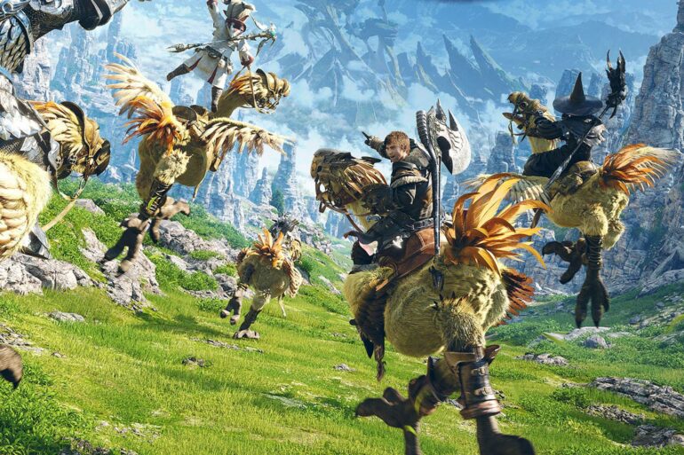 Final Fantasy 14 mounts with characters