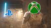 Star Wars Hunters characters with console logos