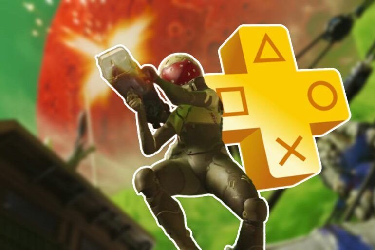 Concord gameplay with the PlayStation Plus logo