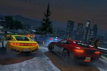 GTA Online cars racing down the hill